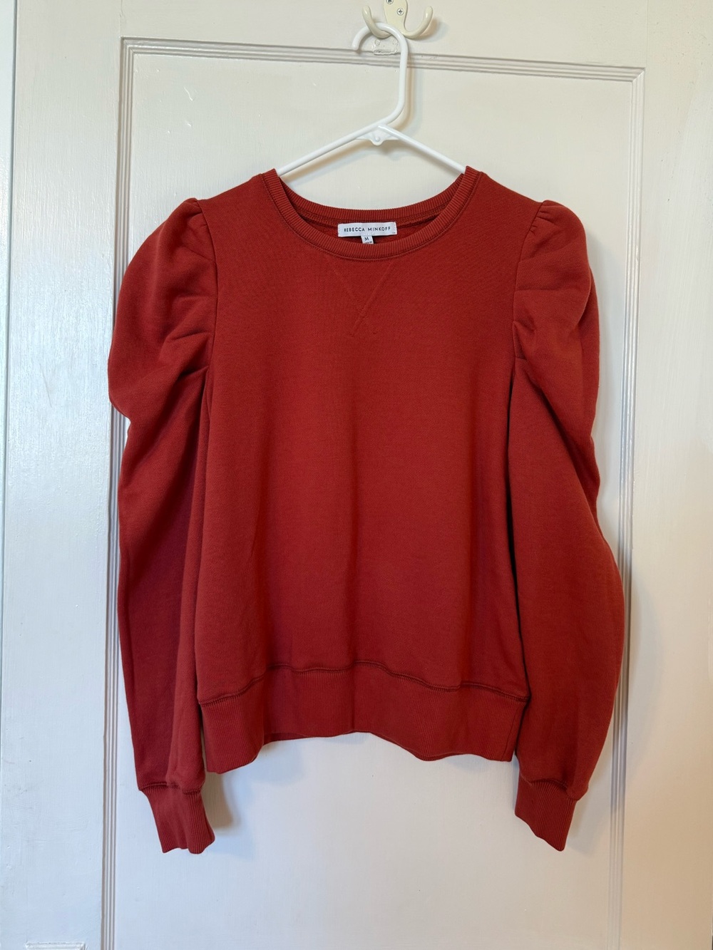 Rebecca Minkoff NWOT Rust Colored Puff Sleeve Crewneck Sweatshirt - Size M